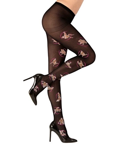 [WID4711B] Black tights with Kama Sutra print