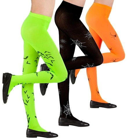 [WID4731H] Neon-Halloween-Strumpfhose für Kinder, 3 Modelle sortiert