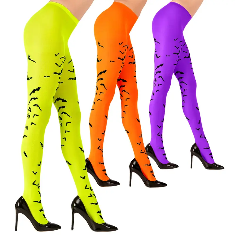 [WID4788N] Collants néon avec chauves-souris - 3 couleurs ass.