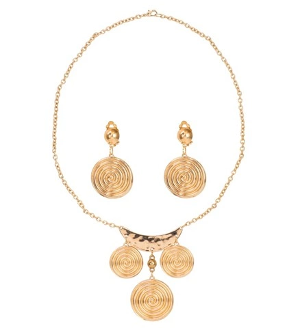 [WID5013D] Goldenes Römerinnen-Set (Kette und Ohrringe)