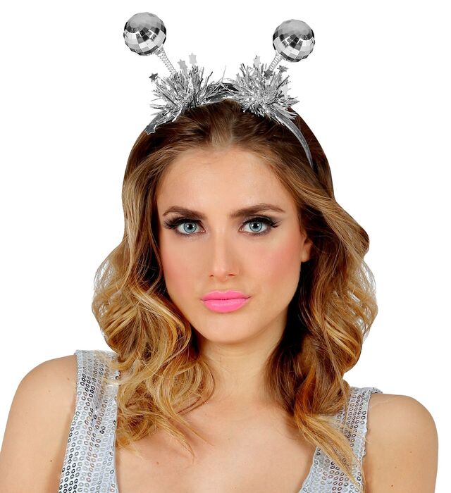 Serre-tête boules disco argent