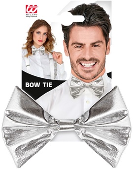 Nœud papillon argent métallisé