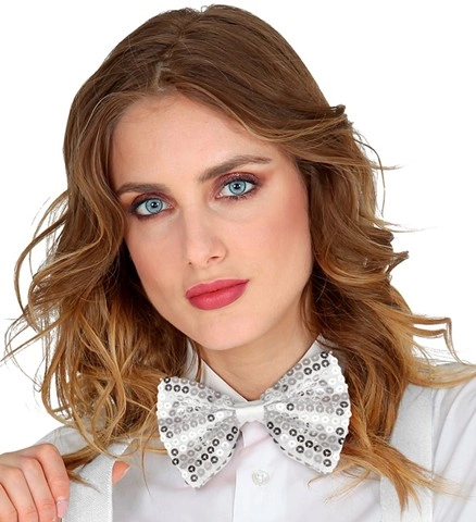 [WID5375S] Silver glitter bow tie