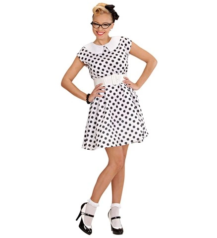 [WID58303] Déguisement de femme des années 50 en robe rockabilly à pois
