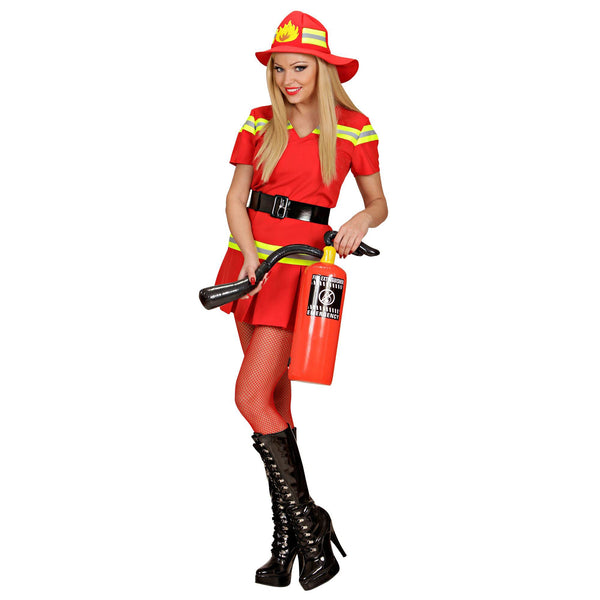 FEMME POMPIER (robe, ceinture, casque) TAILLE M