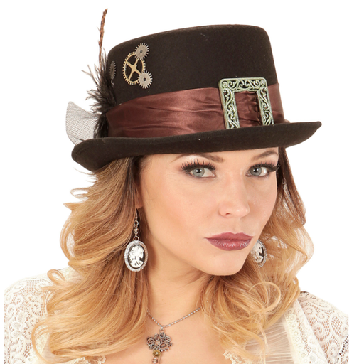[WID60812] Chapeau haut de forme en feutre Steampunk