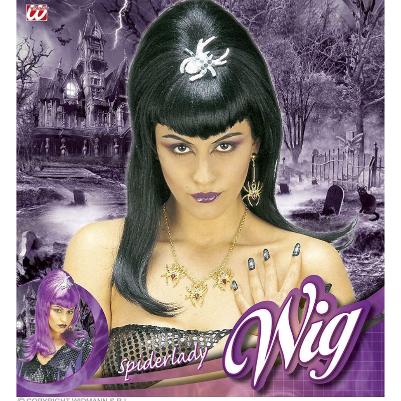 [WID6198W] Pk 4 "SPIDERLADY WIG" in polybag - purple & black ass.