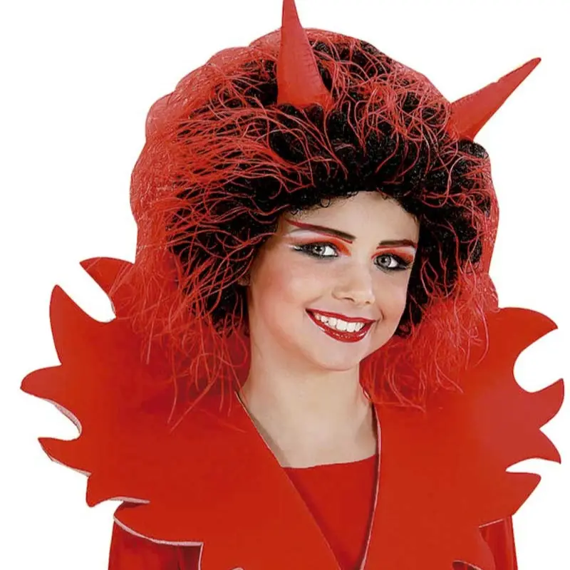 Perruque de Diable avec cornes pour enfant