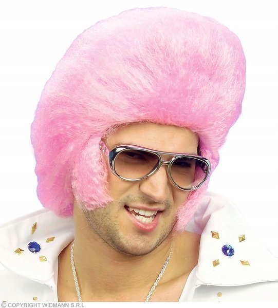 Perruque Elvis rose