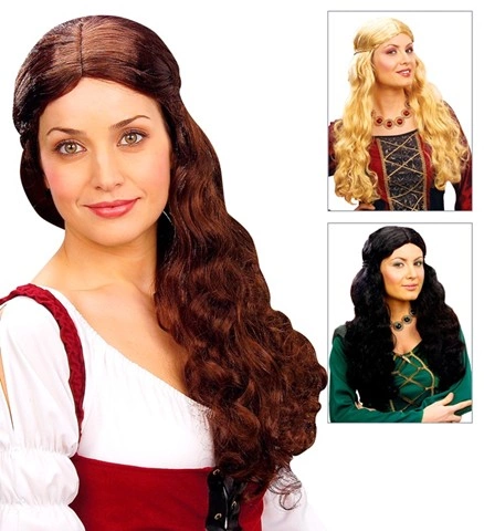 [WID6319M] Medieval woman wig, 3 colours