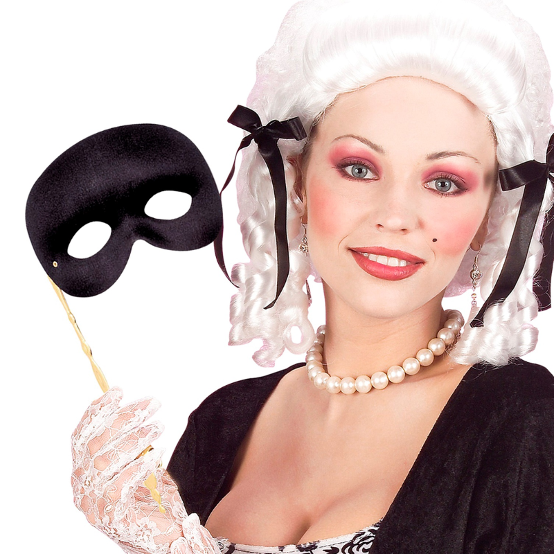 [WID6469S] Masque vénitien avec bâton - 5 couleurs ass.