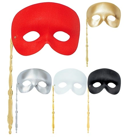 [WID6469S] Venetian mask on a stick, 5 assorted colours
