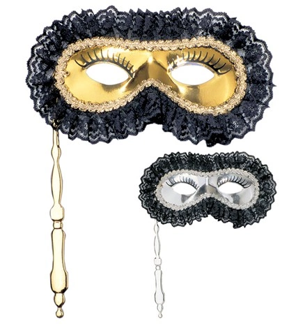 [WID6471J] Rialto Venetian mask on a stick, 2 assorted colours