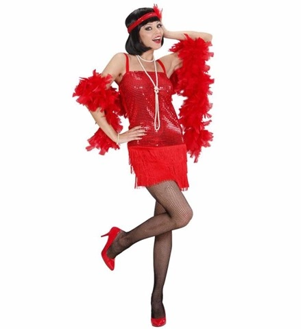 [WID70323] Rotes Charleston-Kostüm für Damen