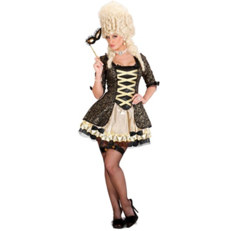 [WID70391] Women's Black and Gold Baroque Queen Costume Size S