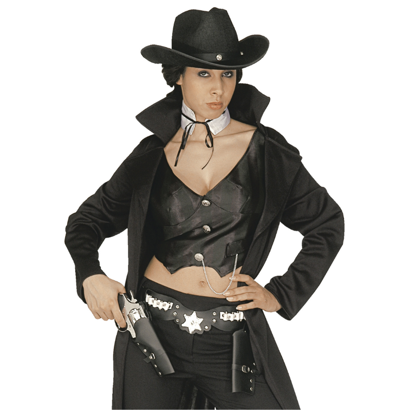 [WID85021] Deluxe Black Cowboy Double Holster