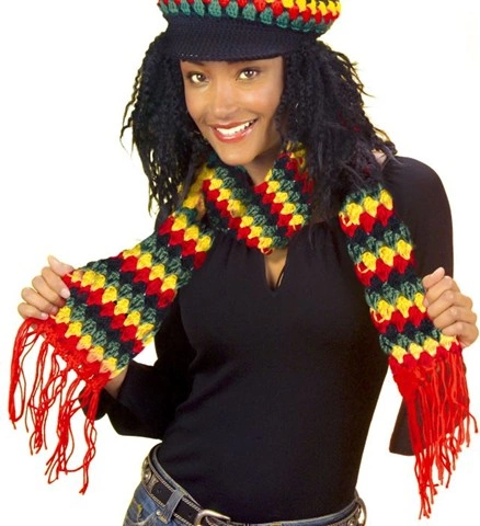 [WID8510J] Écharpe rasta au crochet