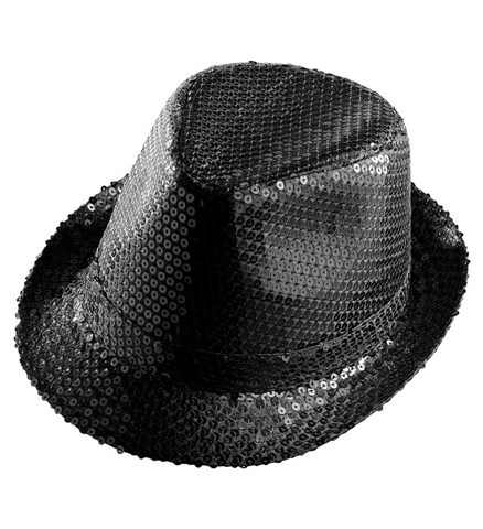 [WID9069N] Black sequin fedora