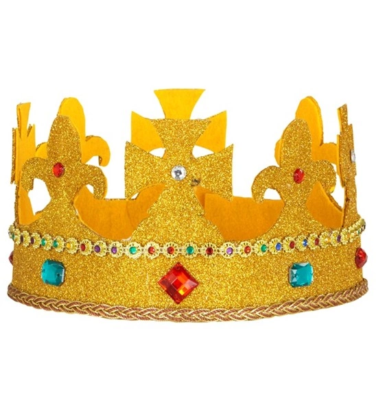 [WID9086F] Pk  6 "ROYAL GLITTER CROWNS WITH GEMS" bendable
