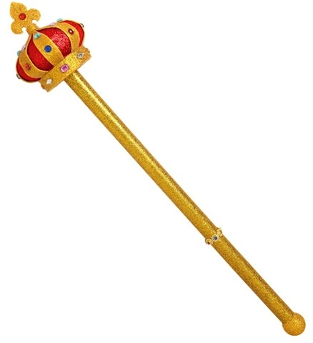 [WID9090R] Königliches Zepter Glitzer Gold-Grün 57 cm