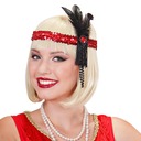 Bandeau sequins rouges et plumes 1920's