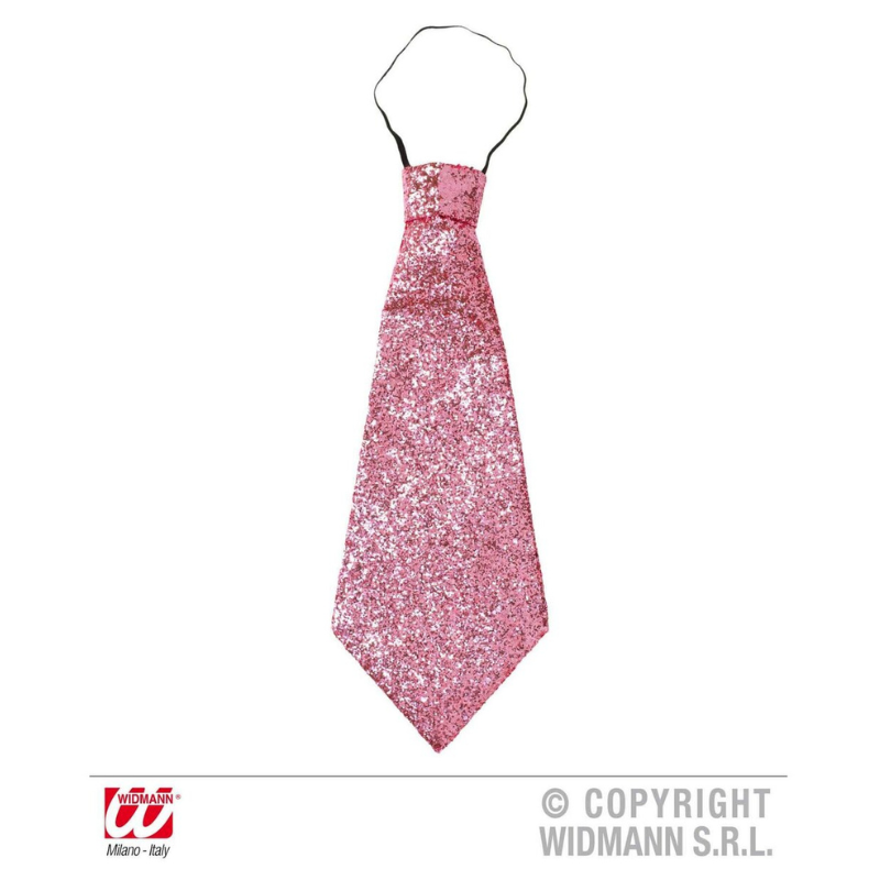 [WID9367C] CRAVATE LUREX ROSE avec élastique
