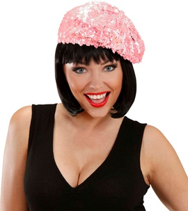 [WID9446P] BERET BASQUE ROSE AVEC PAILLETTES