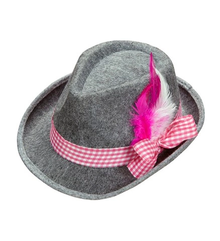[WID95712] Chapeau bavarois Oktoberfest gris et rose