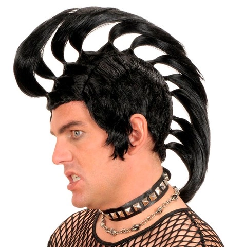 [WIDK0813] Perruque mohawk punk noire