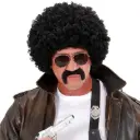 Afro Wig, Moustache and Sunglasses