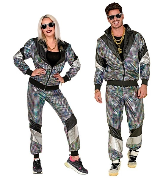 [WID11871] Silver Reflective 80s Tracksuit for Adults (S)