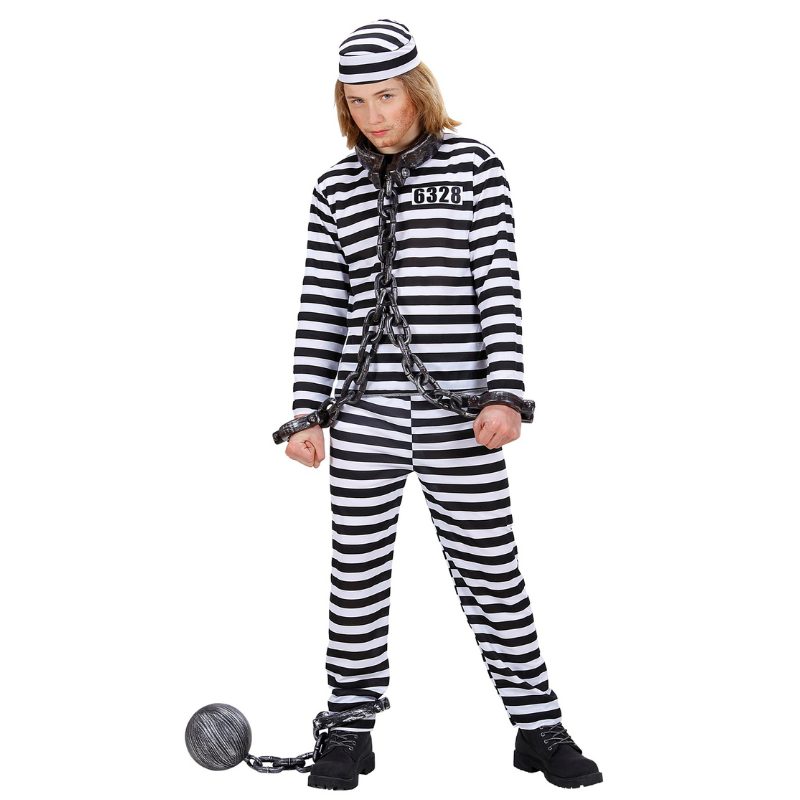 [WID72936] Striped Prisoner Costume for Children (128)