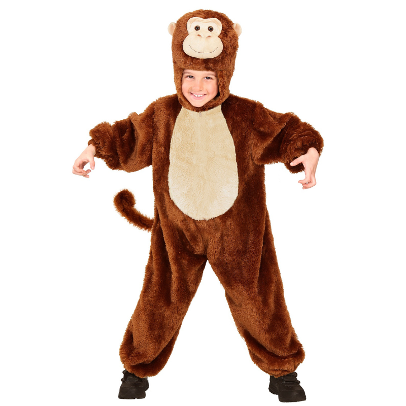 [WID98100] Déguisement combinaison de Singe brun en peluche  (104)