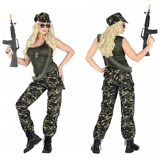 Déguisement femme Soldat (débardeur, pantalon, casquette) L