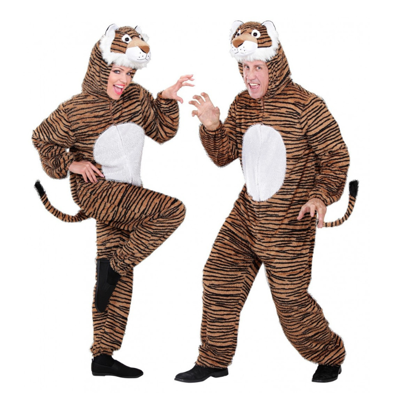 Déguisement combinaison en peluche tigre pour adulte