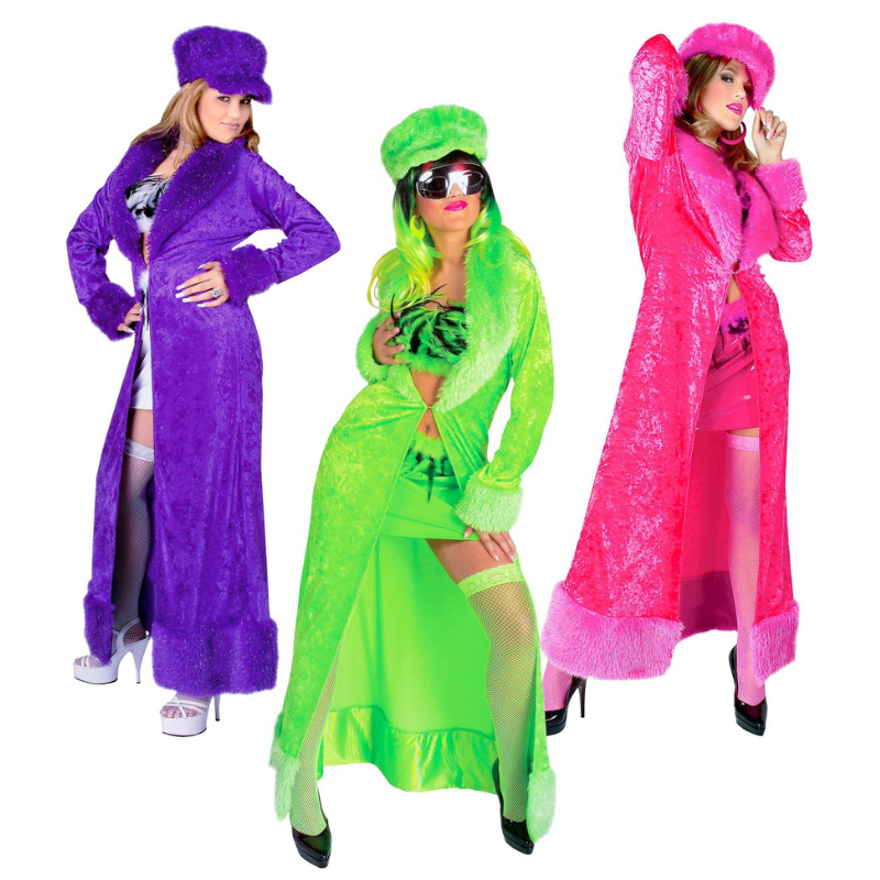 Déguisement manteau avec fourrure et chapeau "Cherie"  - 3 couleurs ass.