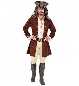 Manteau suédine brun de pirate homme