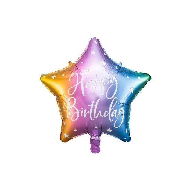 Ballon Alu Etoile "Happy Birthday" 40 cm