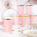 6 gobelets pastel avec bordure dorée 