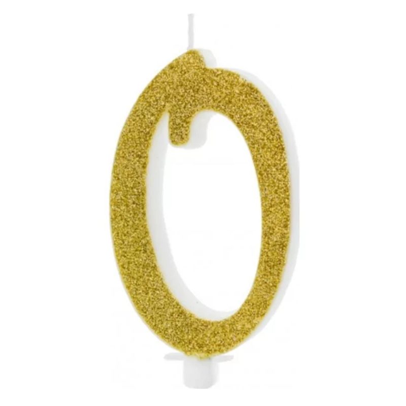 [PARSCU4-0-019] Bougie paillettes or 10 cm (Chiffre 0)