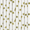 Pailles en papier, étoiles argentées métal, 19.5cm X 10