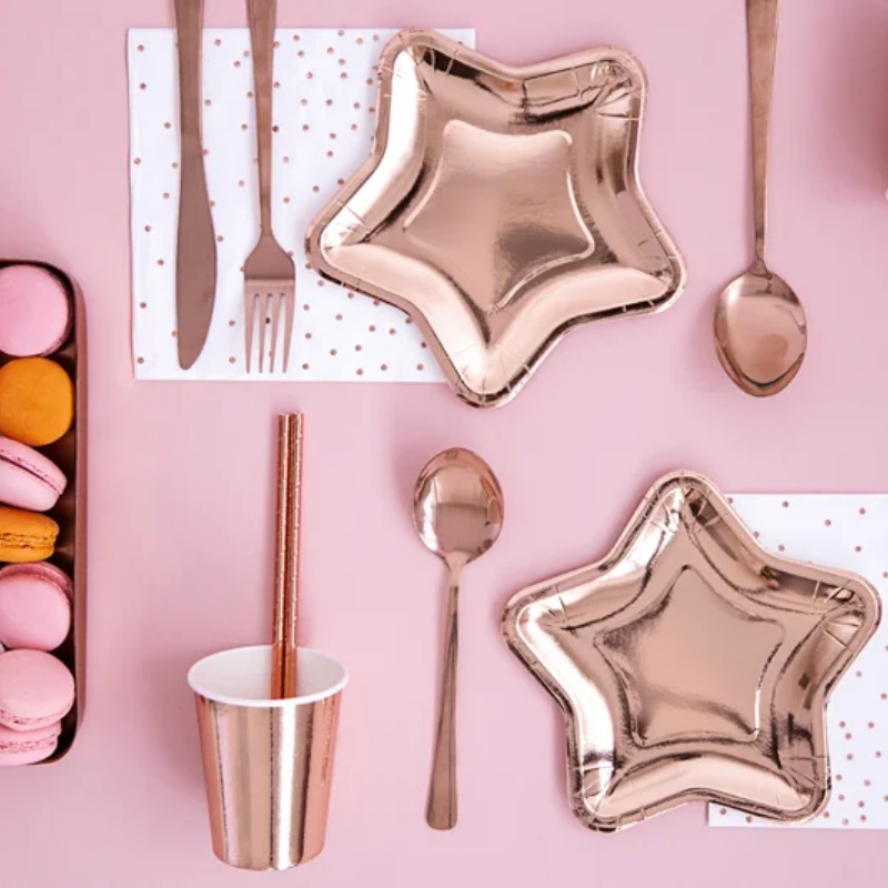 [PARTPP11-019R] 6 Assiettes étoile 18 cm (Rose gold)