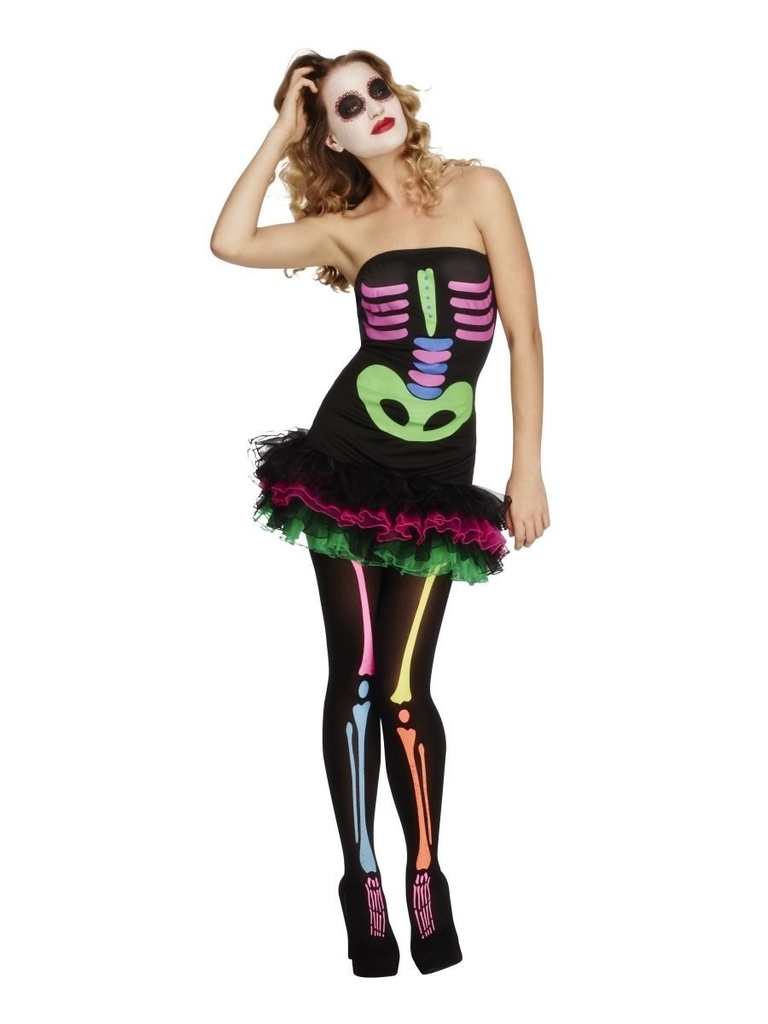Déguisement femme robe tutu squelette néon