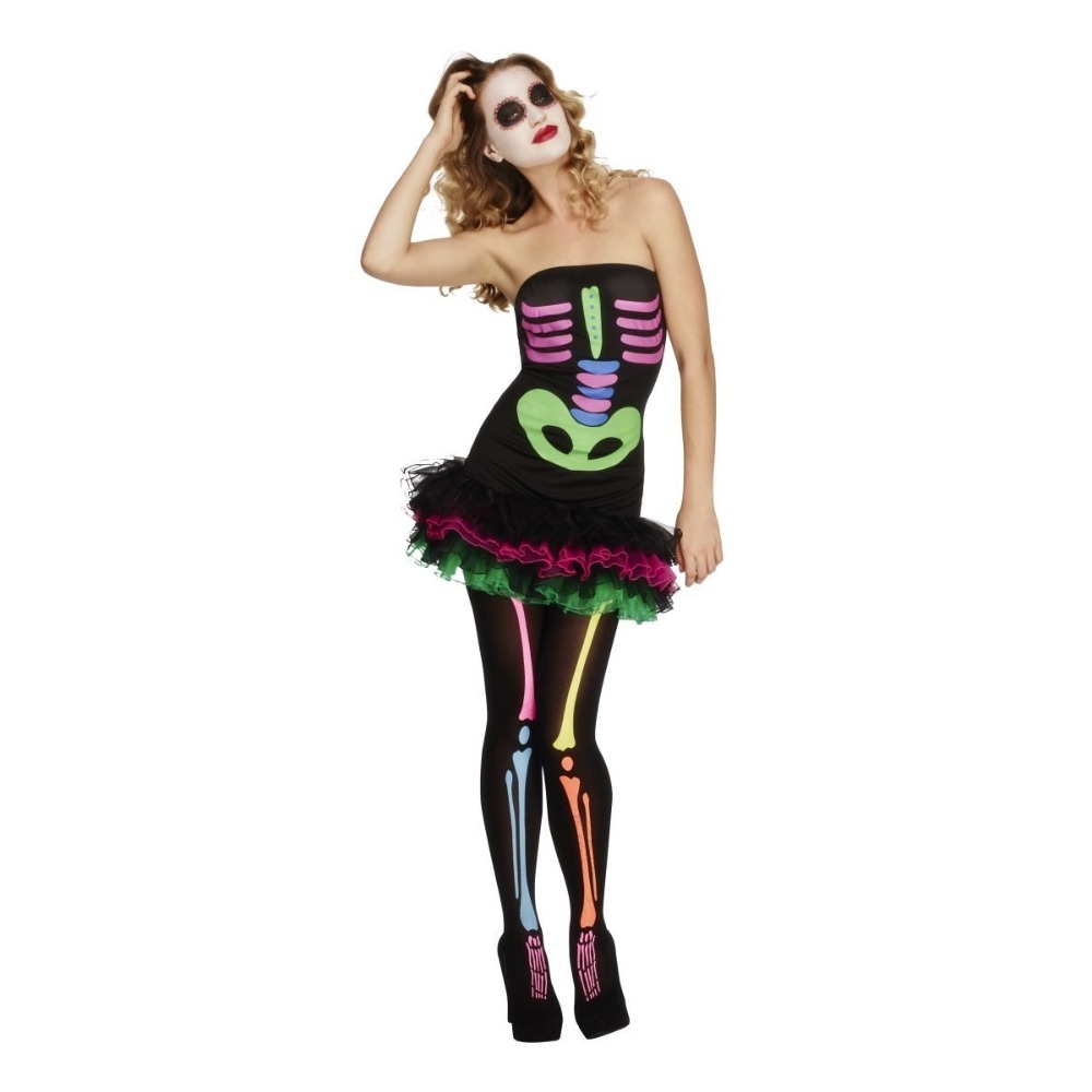 [SMI25326XS] Neon Skeleton Tutu Dress Costume for Women (XS)