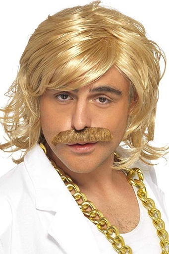 [SMI42128] Perruque et Moustache de présentateur blond - 70's / 80's
