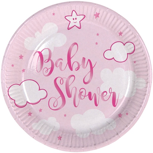 [FOL65360] 8 Assiettes Baby Shower Rose