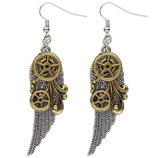 [WID01784] Boucles d'Oreilles Steampunk à plumes