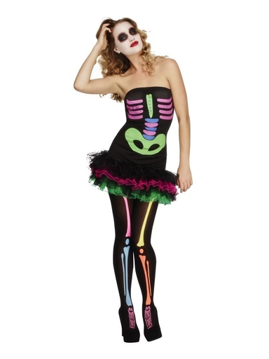 Déguisement femme robe tutu squelette néon