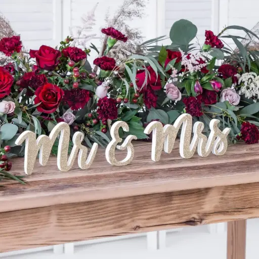 [PARDN6-008-019B] Inscription bois doré Mr & Mrs