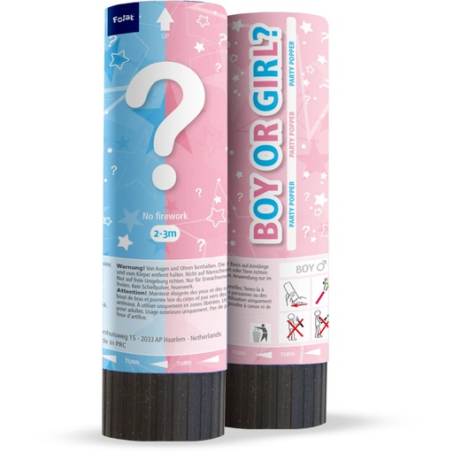 [FOL62913] Canon à confetti Gender Reveal rose ou bleu